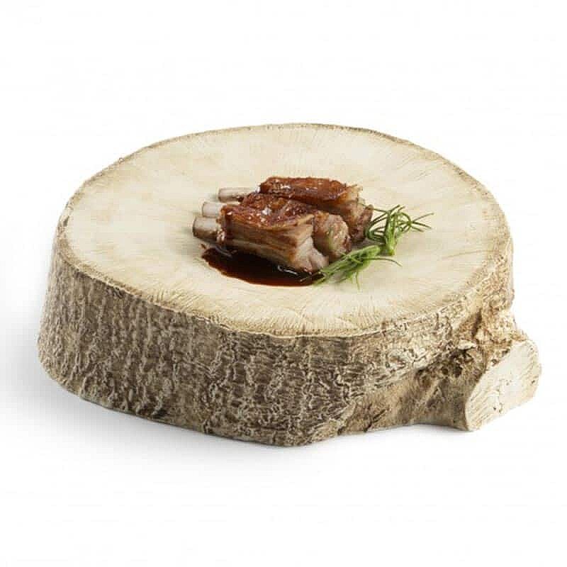 100% Chef Ağaç Gövdesi Porselen Sunum Tabağı, Gastronomi Sunum, 23x7 cm - %100 Chef