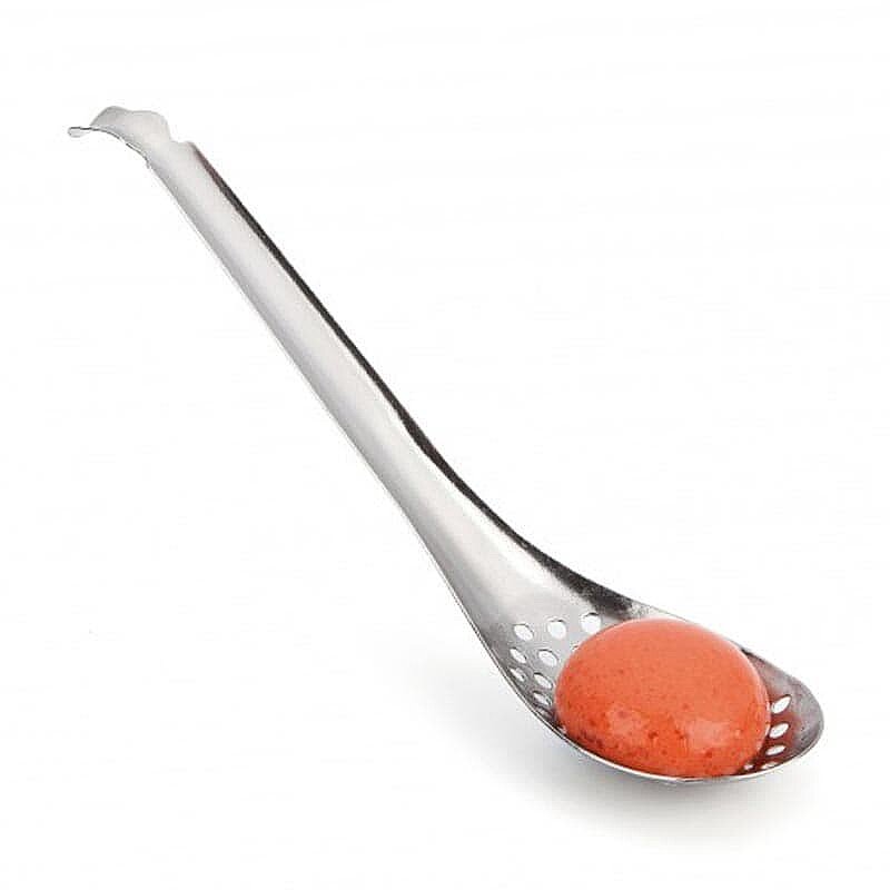 100% Chef Çelik Lotus Delikli Havyar Kaşığı, Özel Tasarım, 16 cm, 10 Adet - %100 Chef