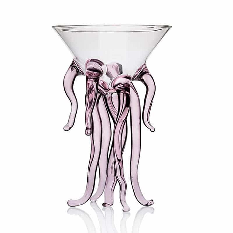100% Chef Medusa Ayaklı Cam Kupa, Özel Tasarım, 200 ml, Pembe - %100 Chef