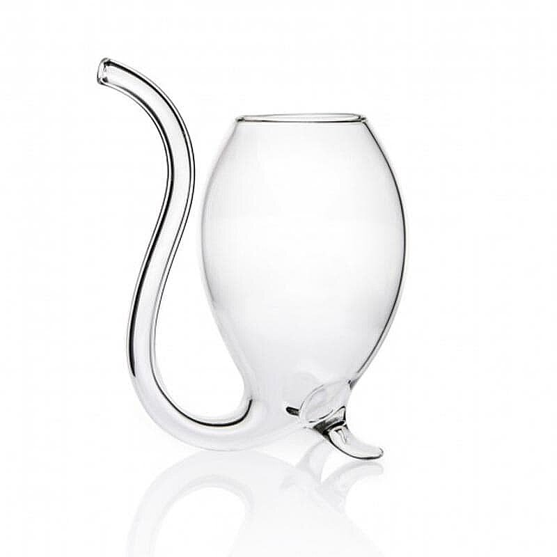 100% Chef Pipetli Cam Kedi Bardağı, Modern Tasarım, 170 ml - %100 Chef