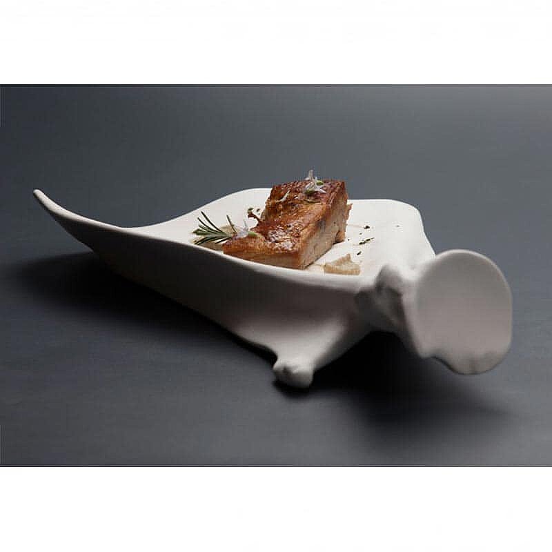 100% Chef Shoulder Blade Porselen Sunum Tabağı, El Yapımı, 33x20x6 cm - %100 Chef