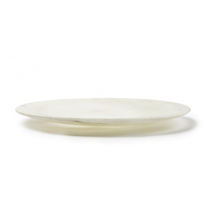 100% Chef Smooth Rim Mermer Gastronomi Sunum Tabağı, 30 cm, Beyaz - %100 Chef
