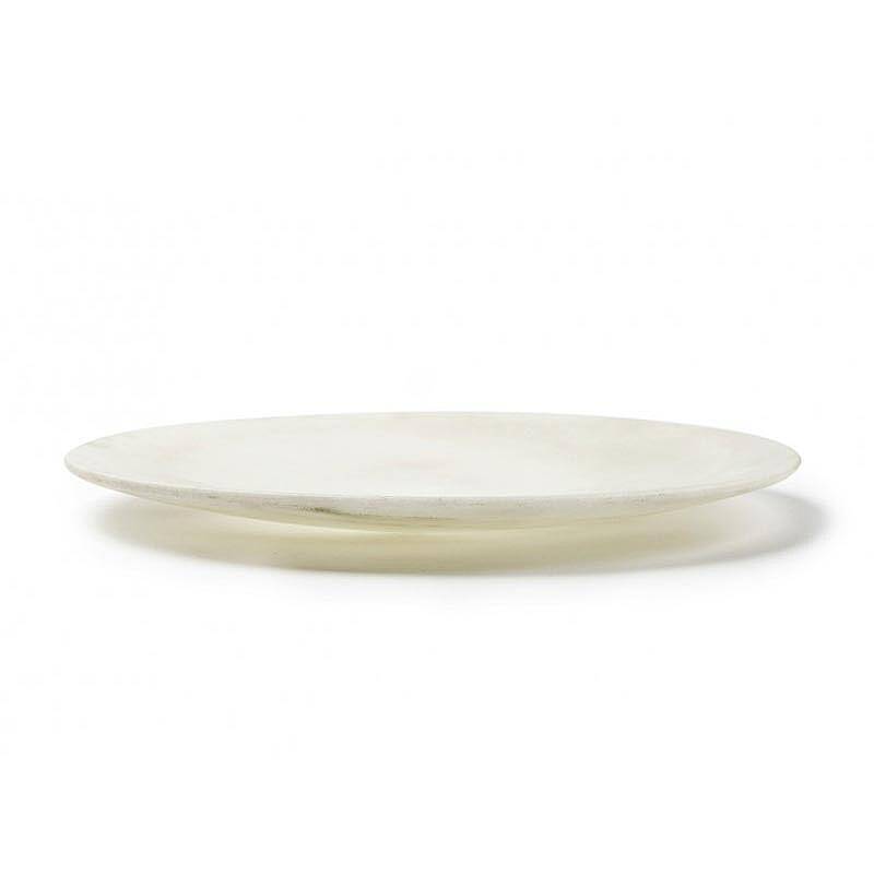 100% Chef Smooth Rim Mermer Gastronomi Sunum Tabağı, 30 cm, Beyaz - 1