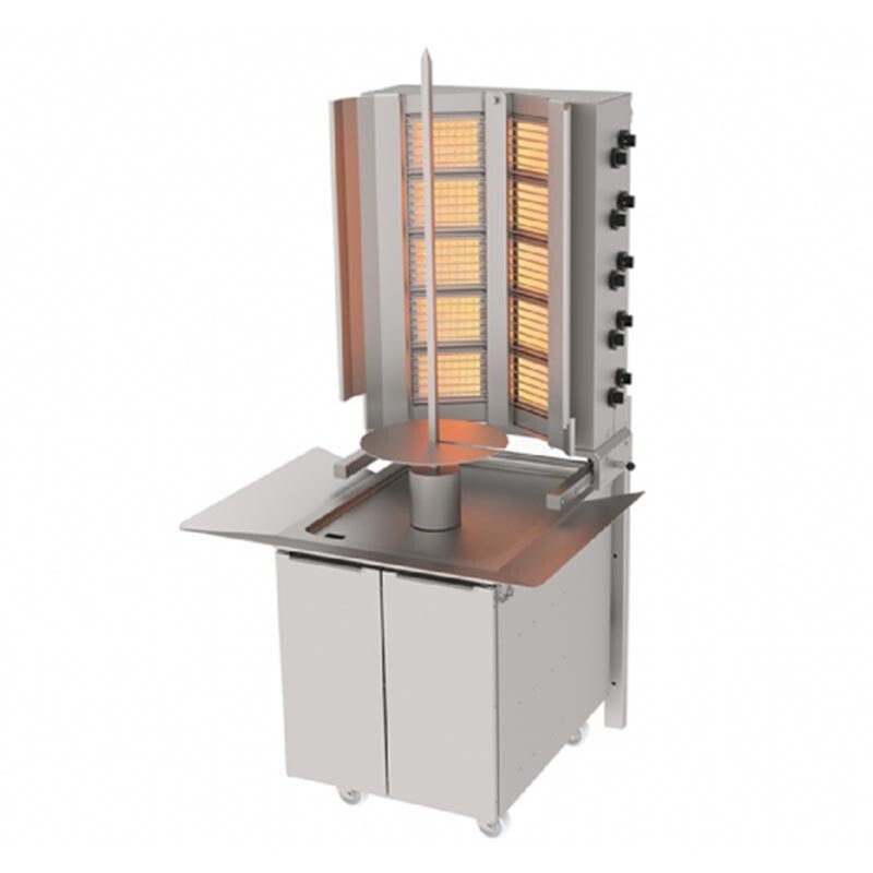 Atalay ADG-10D Alttan Motorlu Duvara Monteli Alt Arabalı Döner Makinesi, 5+2 Radyanlı, Paslanmaz Çelik, LPG'li - Atalay