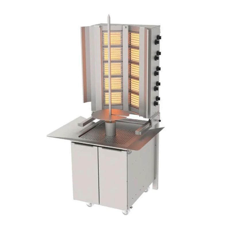 Atalay ADG-10DS Duvara Monteli Hareketli Alt Arabalı Döner Sabit Makinesi, 5+2 Radyanlı, Paslanmaz Çelik, Doğalgazlı - Atalay