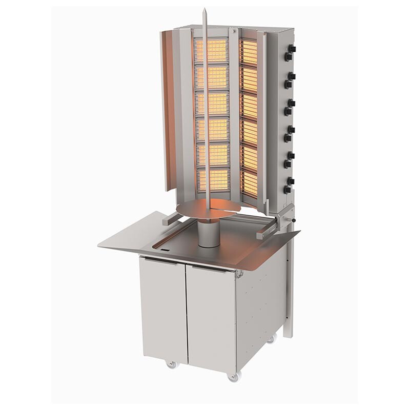 Atalay ADG-12DS Duvara Monteli Hareketli Alt Arabalı Döner Sabit Makinesi, 6+2 Radyanlı, Paslanmaz Çelik, LPG'li - Atalay