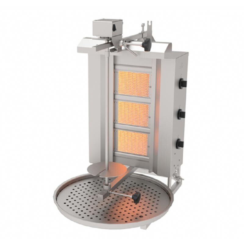 Atalay ADG-3U Üstten Motorlu 3 Radyanlı Döner Makinesi, Paslanmaz Çelik, LPG'li - Atalay