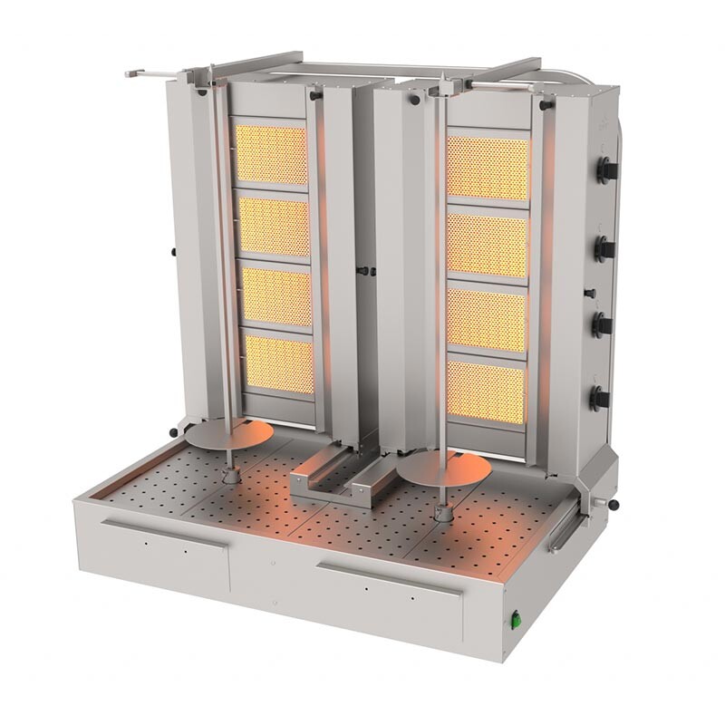 Atalay ADG-4-4A Alttan Motorlu Hareketli Döner Makinesi, 4+4 Radyanlı, Paslanmaz Çelik, Doğalgazlı - Atalay