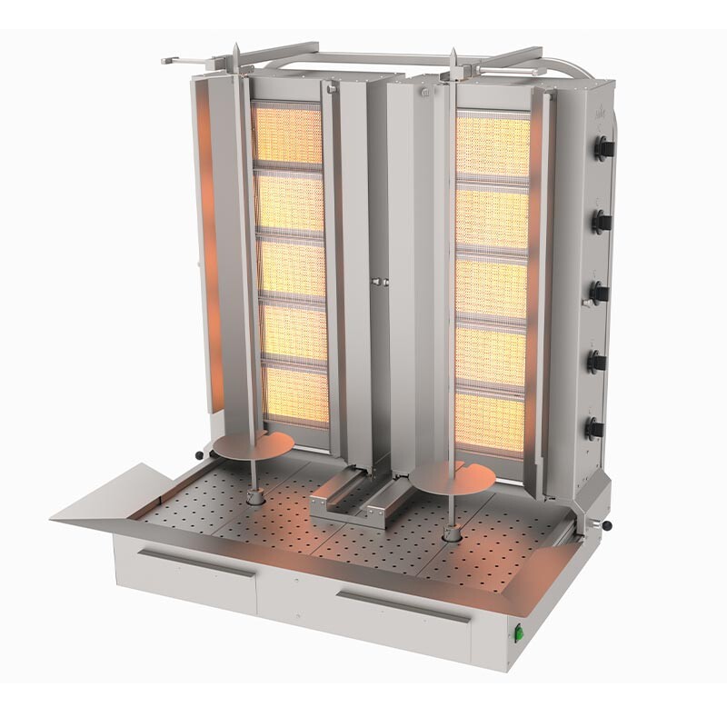 Atalay ADG-5-5A Alttan Motorlu Hareketli Döner Makinesi, 5+5 Radyanlı, Paslanmaz Çelik, Doğalgazlı - Atalay