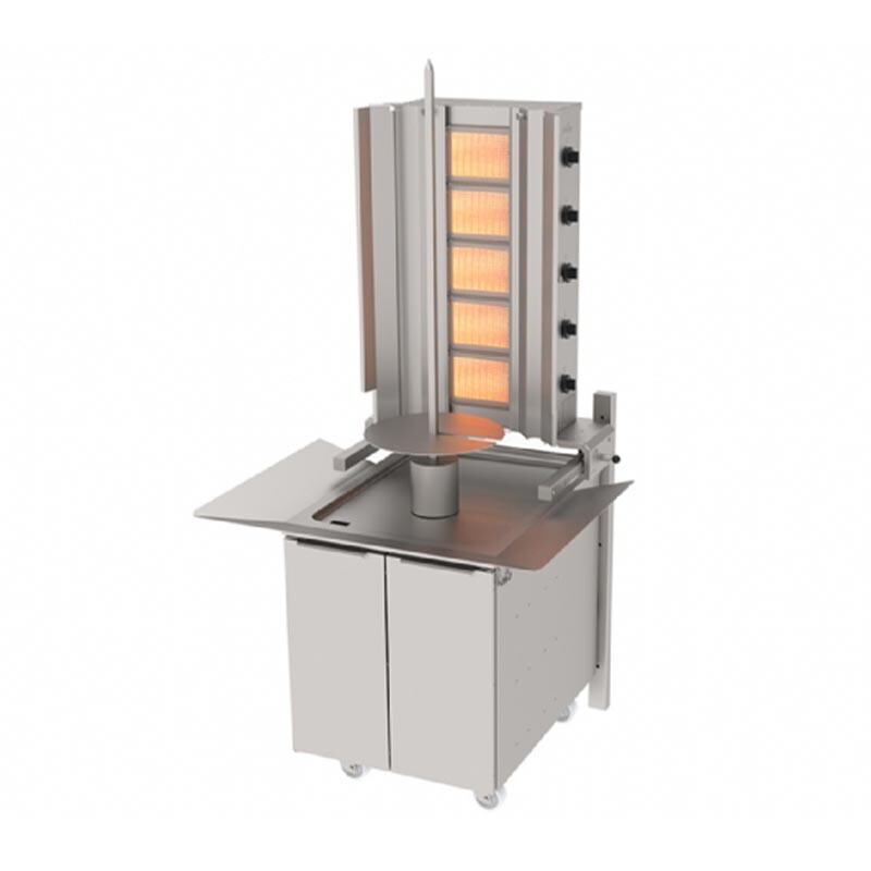 Atalay ADG-5D Alttan Motorlu Arabalı Duvara Monte Döner Makinesi, 5 Radyanlı, Paslanmaz Çelik, LPG'li - Atalay