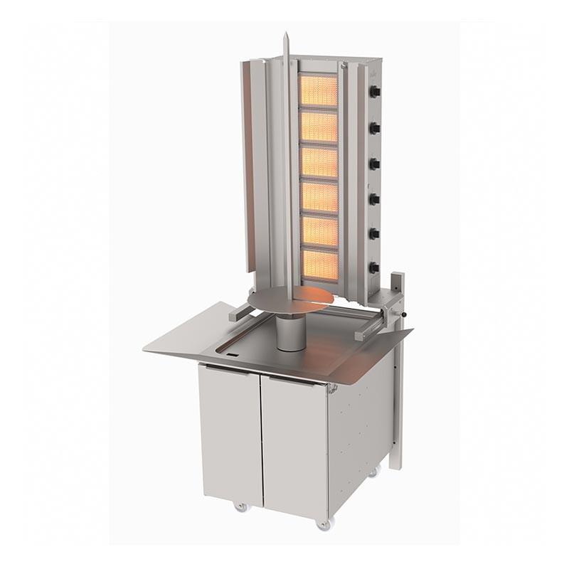 Atalay ADG-6DS Duvara Monteli Hareketli Alt Arabalı Döner Sabit Makinesi, 6 Radyanlı, Paslanmaz Çelik, Doğalgazlı - Atalay