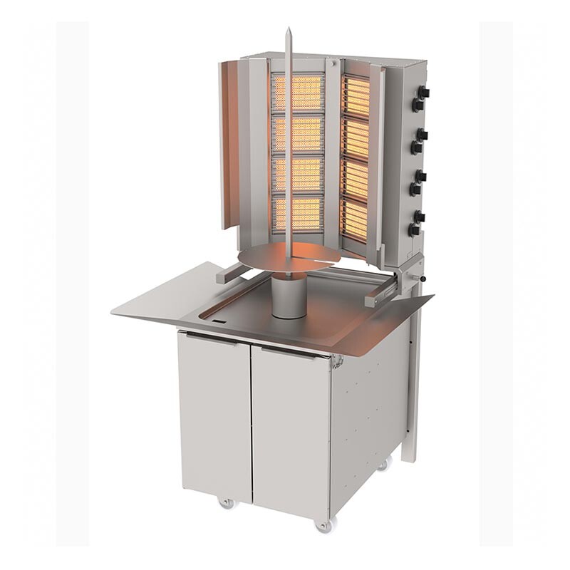 Atalay ADG-8DS Duvara Monteli Hareketli Alt Arabalı Döner Sabit Makinesi, 4+2 Radyanlı, Paslanmaz Çelik, LPG'li - Atalay