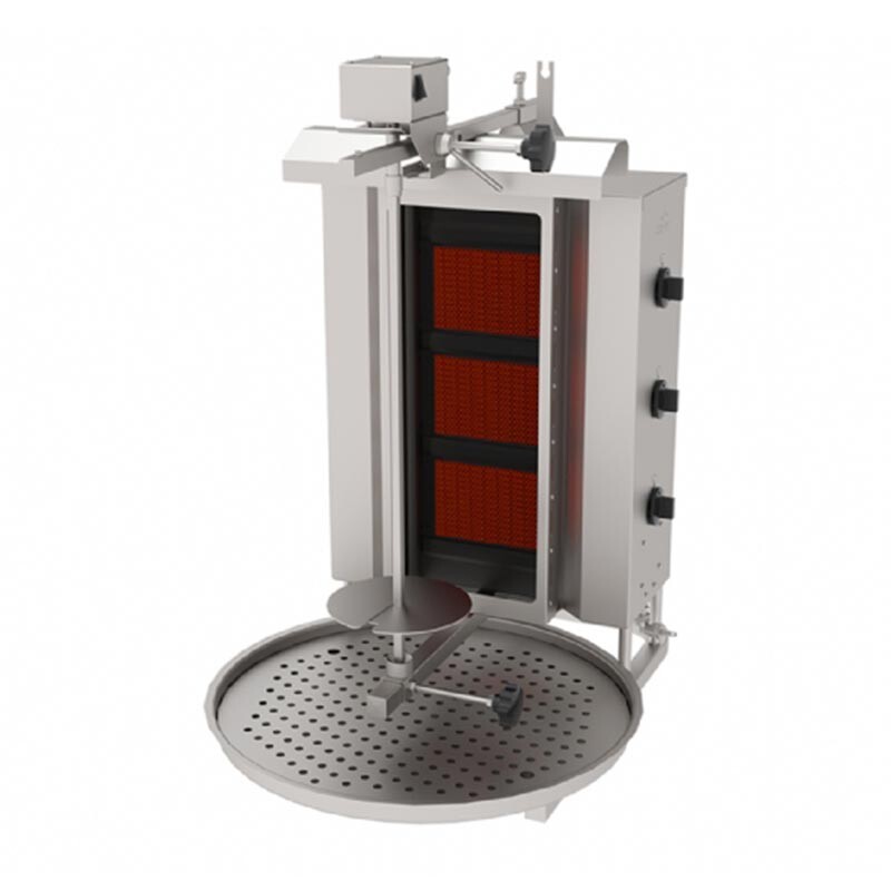 Atalay ADGC-3U Camlı Üstten Motorlu Döner Makinesi, 3 Radyanlı, Paslanmaz Çelik, LPG'li - Atalay