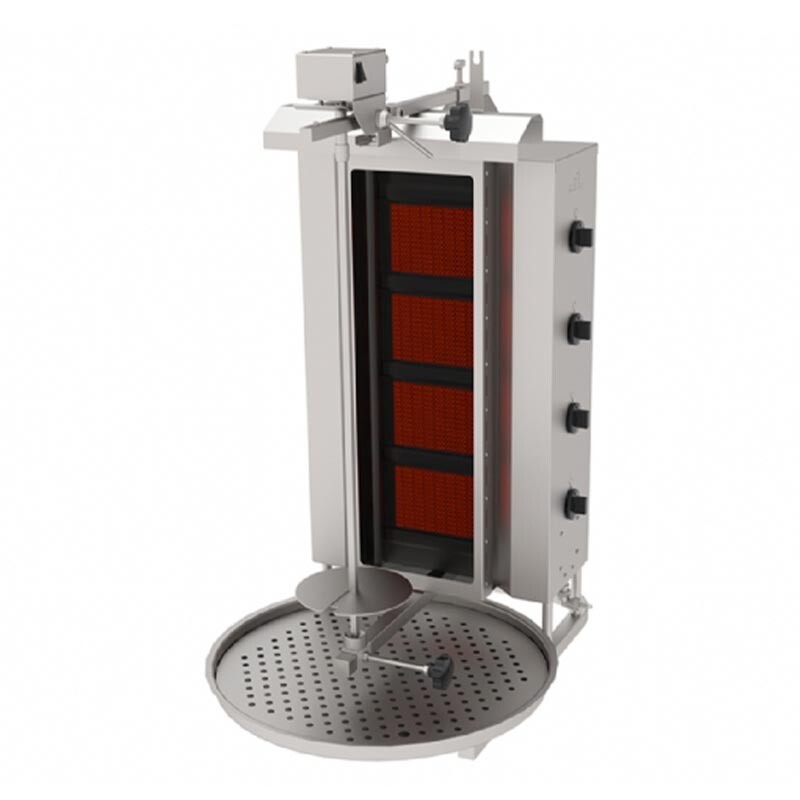 Atalay ADGC-4U Üstten Motorlu Camlı Döner Makinesi, 4 Radyanlı, Paslanmaz Çelik, LPG'li - Atalay