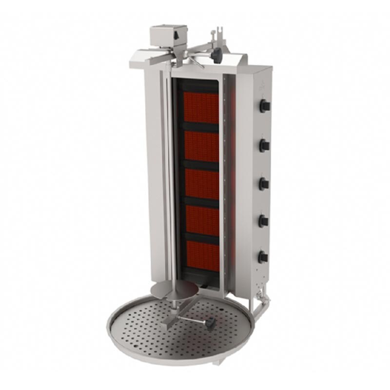 Atalay ADGC-5U Üstten Motorlu Camlı Döner Makinesi, 5 Radyanlı, Paslanmaz Çelik, LPG'li - Atalay