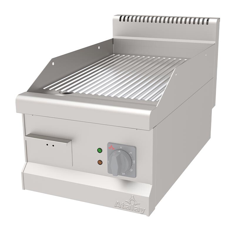 Atalay AEI-473-N-CR 730 Seri Set Üstü Nervürlü Izgara, Paslanmaz Çelik, 40x73x30 cm, Krom, Elektrikli - Atalay