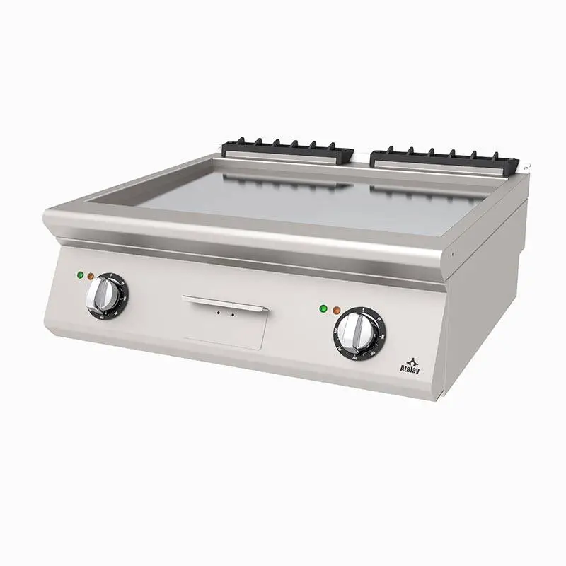 Atalay AEI-873-CR 730 Seri Set Üstü Düz Pleyt Izgara, Paslanmaz Çelik, 80x73x30 cm, Krom, Elektrikli - 1