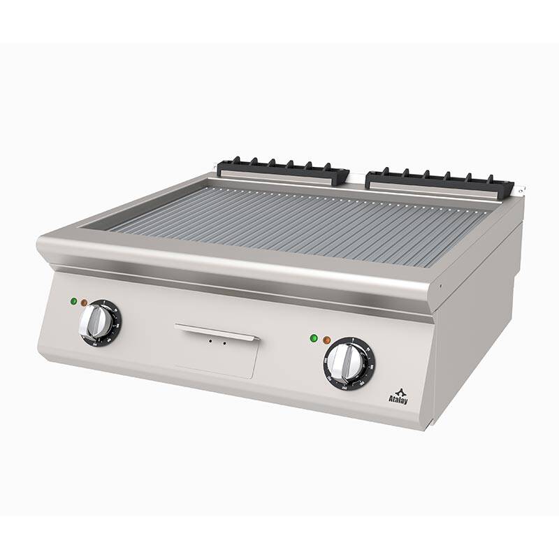 Atalay AEI-873-N 730 Seri Set Üstü Nervürlü Pleyt Izgara, Paslanmaz Çelik, 80x73x30 cm, Elektrikli - 1