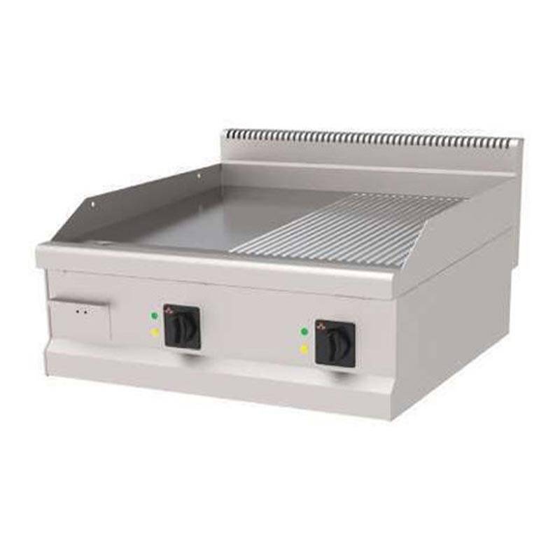Atalay AEI-890NDSCR 900 Seri Setüstü Nervürlü + Düz Pleyt Izgara, Paslanmaz Çelik, 80x90 cm, Krom Yüzeyli, Elektrikli - 1