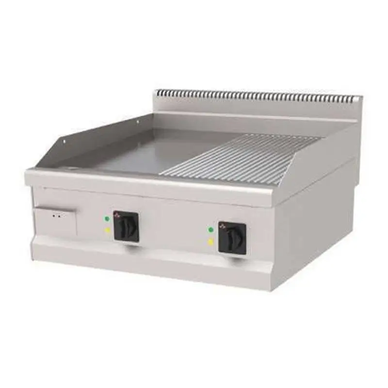 Atalay AEI-890NDSCR 900 Seri Setüstü Nervürlü + Düz Pleyt Izgara, Paslanmaz Çelik, 80x90 cm, Krom Yüzeyli, Elektrikli - 1