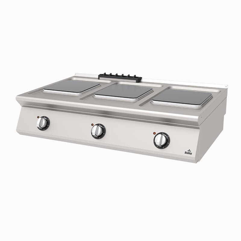 Atalay AEO-1273-1K-EGO 730 Seri Ego 3 Gözlü Kare Ocak, Paslanmaz Çelik, Elektrikli - Atalay