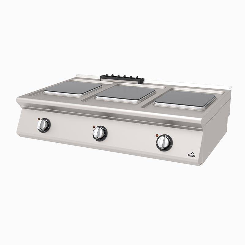 Atalay AEO-1273-1K-HOTSTAR 730 Seri Hot Star 3 Gözlü Kare Ocak, Paslanmaz Çelik, Elektrikli - 1