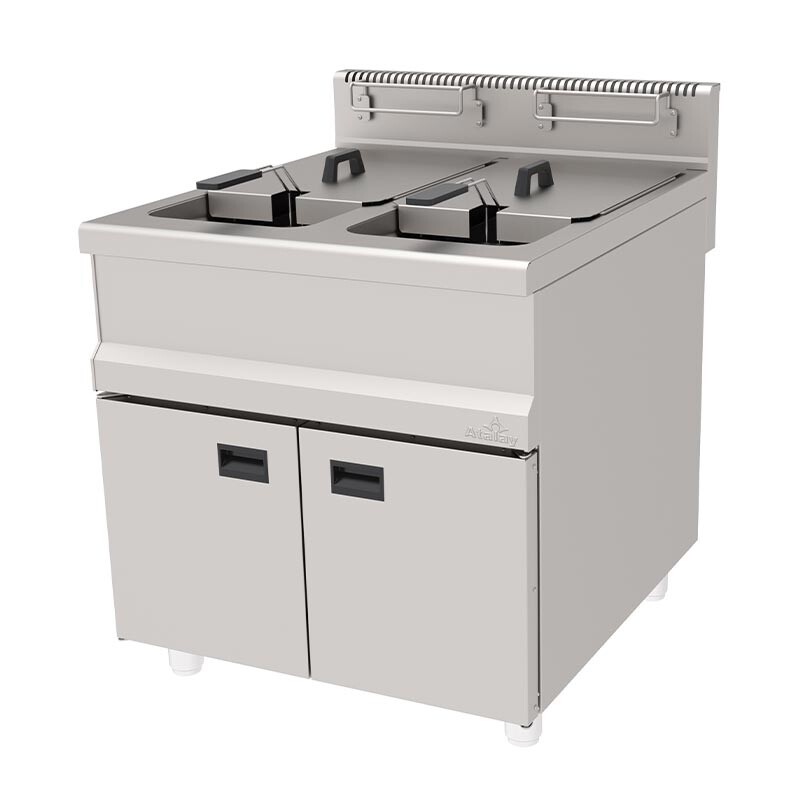 Atalay AGF-890 900 Seri Dolaplı İki Hazneli Fritöz, 2x30 Lt, Paslanmaz Çelik, LPG'li - Atalay