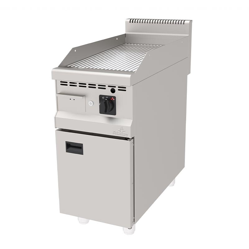 Atalay AGI-490NCR 900 Seri Nervürlü Pleyt Izgara, Paslanmaz Çelik, 40x90 cm, Krom Yüzeyli, LPG'li - Atalay