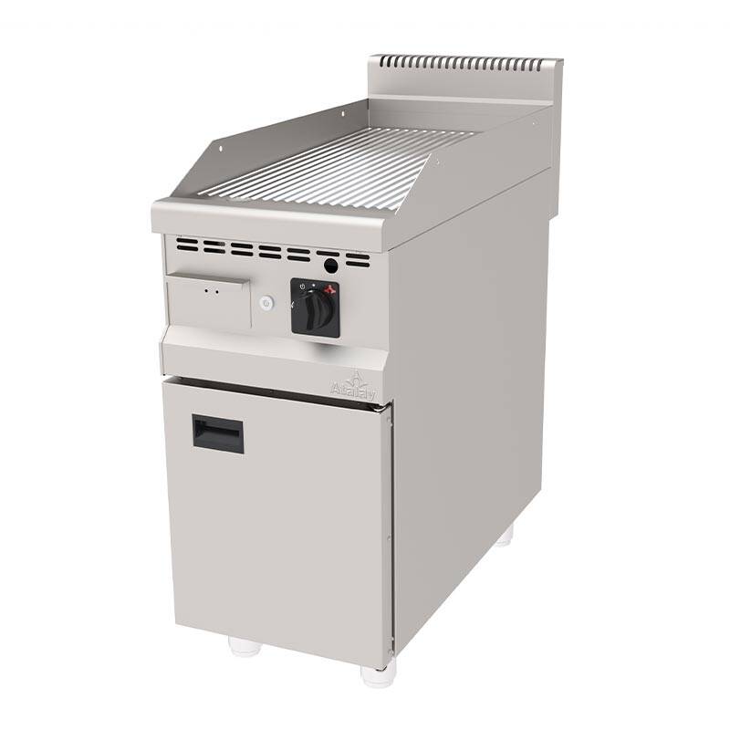 Atalay AGI-490NCR 900 Seri Nervürlü Pleyt Izgara, Paslanmaz Çelik, 40x90 cm, Krom Yüzeyli, LPG'li - 1