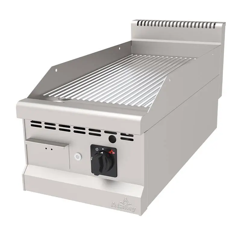 Atalay AGI-490NSCR 900 Seri Setüstü Nervürlü Pleyt Izgara, Paslanmaz Çelik, 40x90 cm, Krom Yüzeyli, Doğalgazlı - 1