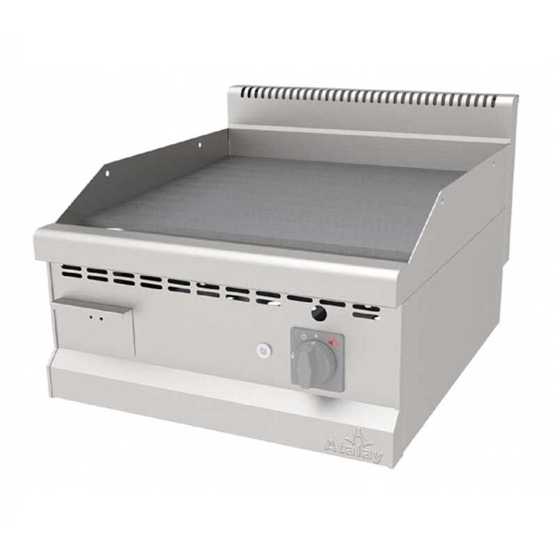 Atalay AGI-670NCR 700 Seri Nervürlü Pleyt Izgara, Paslanmaz Çelik, 60x70 cm, Krom Yüzeyli, Doğalgazlı - Atalay