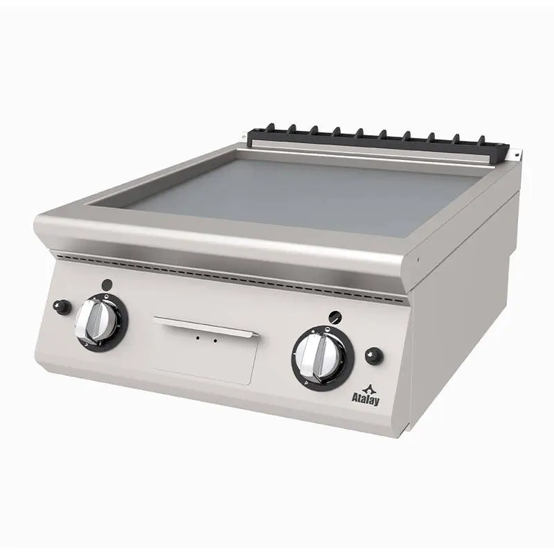 Atalay AGI-673 730 Seri Set Üstü Düz Pleyt Izgara, Paslanmaz Çelik, 60x73x30 cm, LPG'li - 1