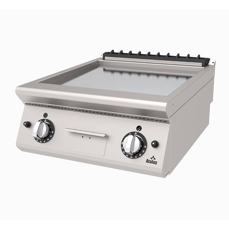 Atalay AGI-673-CR 730 Seri Set Üstü Düz Pleyt Izgara, Paslanmaz Çelik, 60x73x30 cm, Krom, LPG'li - 1