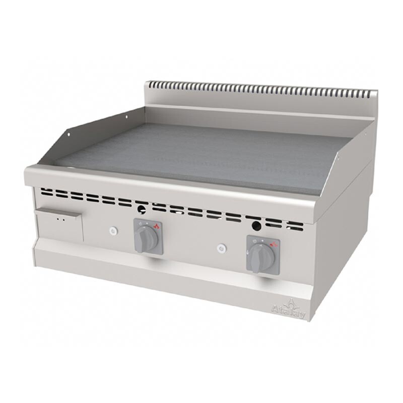 Atalay AGI-870NCR 700 Seri Nervürlü Pleyt Izgara, Paslanmaz Çelik, 80x70 cm, Krom Yüzeyli, Doğalgazlı - Atalay