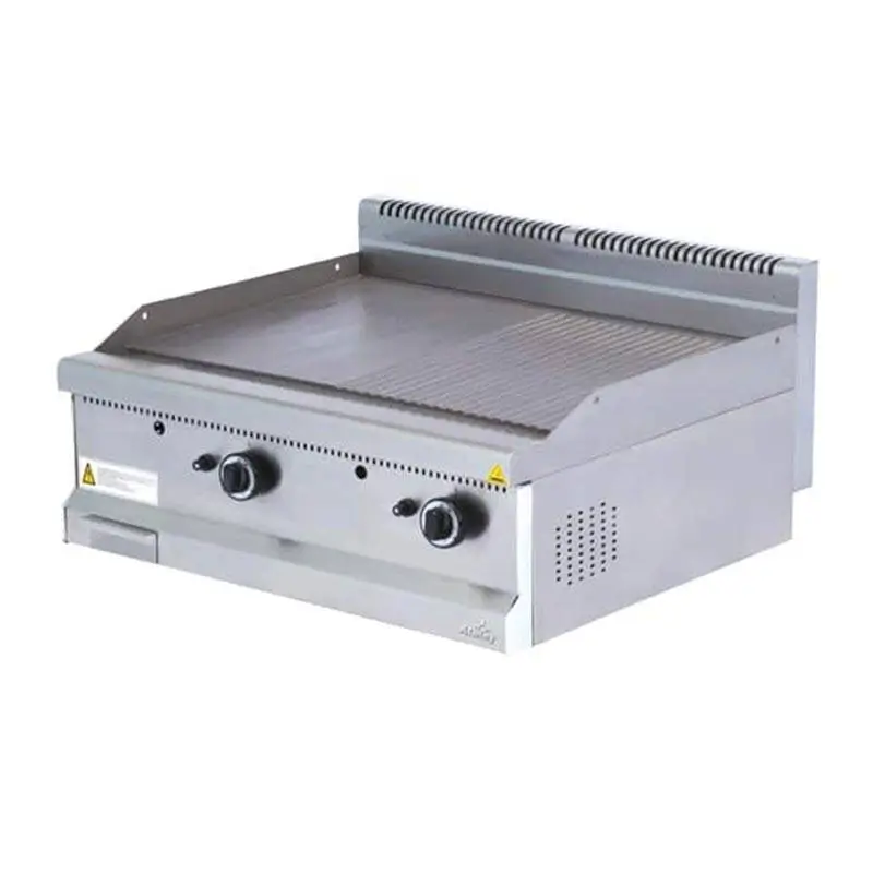 Atalay AGI-870ND 700 Seri Nervürlü + Düz Pleyt Izgara, Paslanmaz Çelik, 80x70 cm, LPG'li - 1