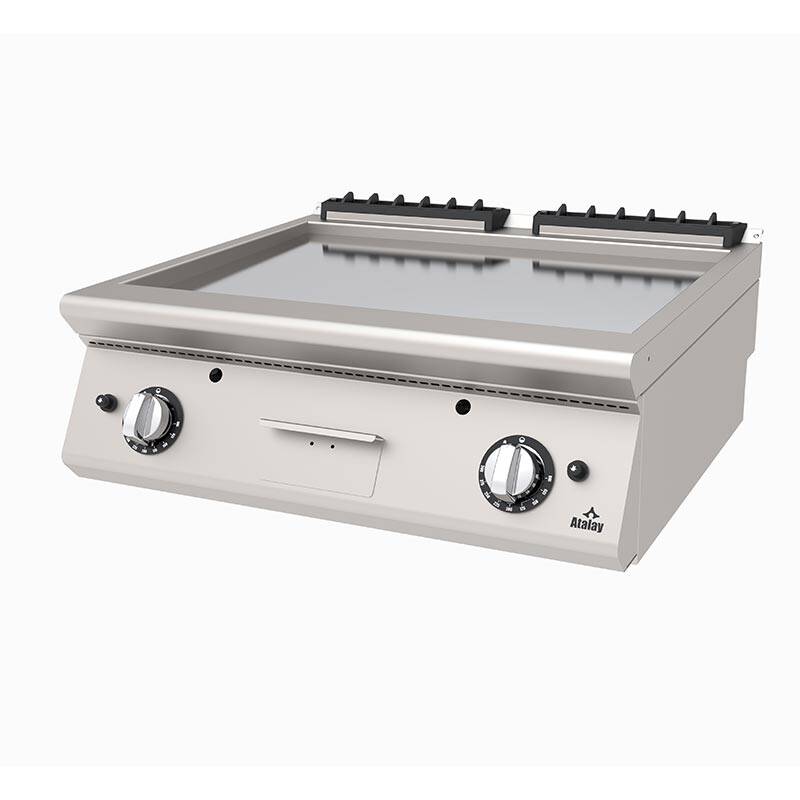 Atalay AGI-873-CR 730 Seri Set Üstü Düz Pleyt Izgara, Paslanmaz Çelik, 80x73x30 cm, Krom, LPG'li - 1