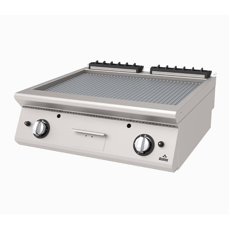 Atalay AGI-873-N 730 Seri Set Üstü Nervürlü Izgara, Paslanmaz Çelik, 80x73x30 cm, LPG'li - 1