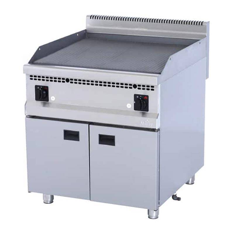 Atalay AGI-890N 900 Seri Nervürlü Pleyt Izgara, Paslanmaz Çelik, 80x90 cm, LPG'li - 1