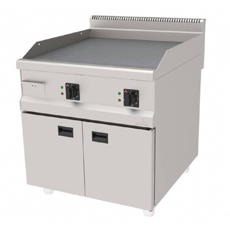 Atalay AGI-890NCR 900 Seri Nervürlü Pleyt Izgara, Paslanmaz Çelik, 80x90 cm, Krom Yüzeyli, LPG'li - 1