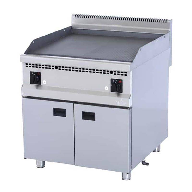 Atalay AGI-890NDCR 900 Seri Nervürlü + Düz Pleyt Izgara, Paslanmaz Çelik, 80x90 cm, Krom Yüzeyli, LPG'li - 1