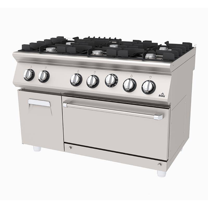 Atalay AGK-1273-D 730 Seri 6 Ocaklı Kuzine, Dolaplı, 120x73x85 cm, Paslanmaz Çelik, LPG'li - 1