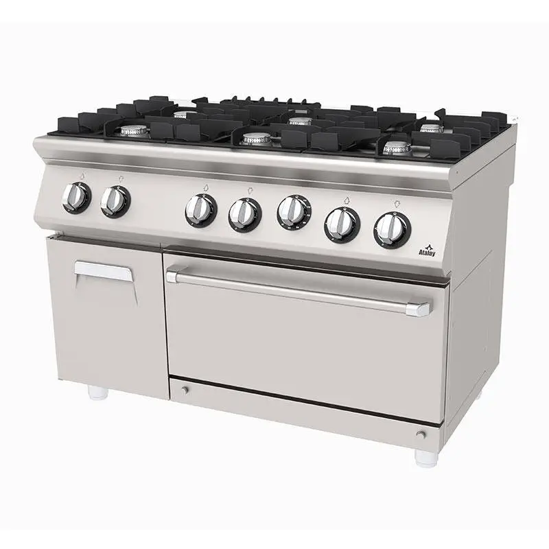 Atalay AGK-1273-D 730 Seri 6 Ocaklı Kuzine, Dolaplı, 120x73x85 cm, Paslanmaz Çelik, LPG'li - 1