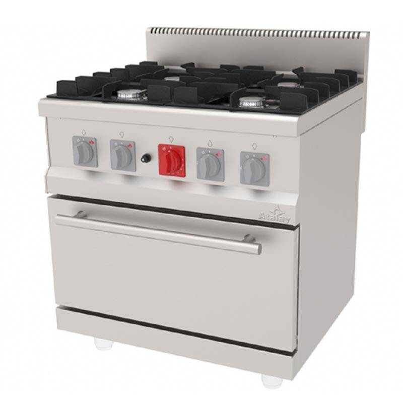 Atalay AGK-870 700 Seri 4 Ocaklı Kuzine, 4x22 cm, Paslanmaz Çelik, LPG'li - 1