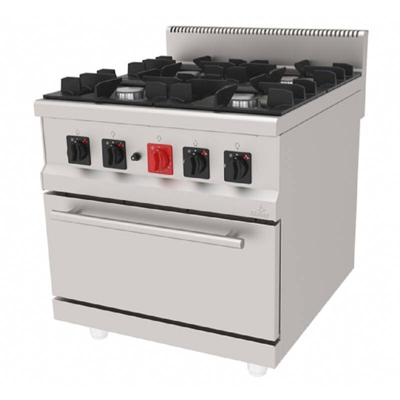 Atalay AGK-890 900 Seri 4 Gözlü Kuzine, Doğalgazlı, Paslanmaz Çelik, LPG'li - 1