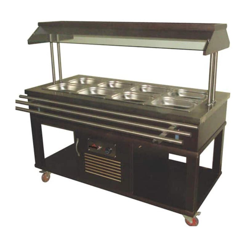 Atalay ASBM-04 Orta Tip Benmari, GN 1/1x4 Kapasiteli, Elektrikli, Ahşap Kaplamalı, Aydınlatmalı - Atalay