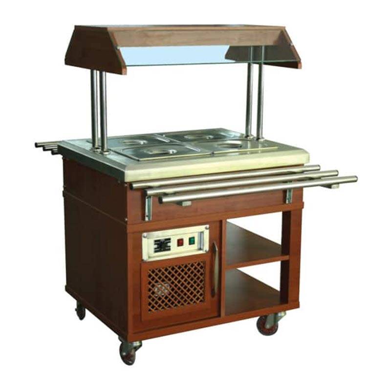Atalay ASSB-02 Ahşap Kaplamalı Orta Tip Saladbar, GN 1/1x2 Kapasiteli, Paslanmaz Çelik, Elektrikli - 1