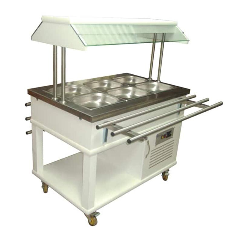 Atalay ASSB-03 Ahşap Kaplamalı Orta Tip Saladbar, GN 1/1x3 Kapasiteli, Paslanmaz Çelik, Elektrikli - Atalay