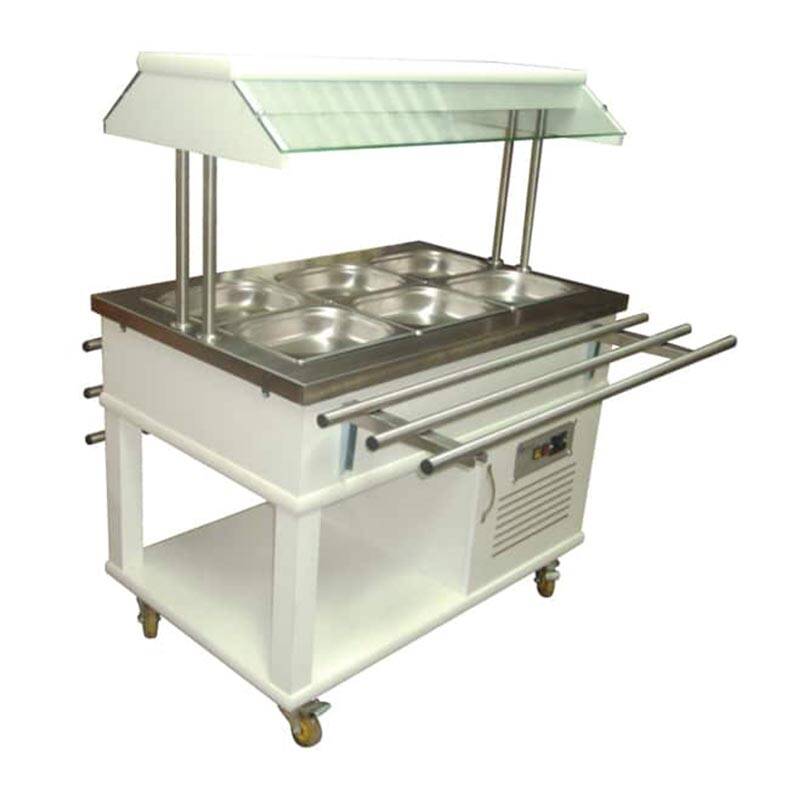 Atalay ASSB-03 Ahşap Kaplamalı Orta Tip Saladbar, GN 1/1x3 Kapasiteli, Paslanmaz Çelik, Elektrikli - 1