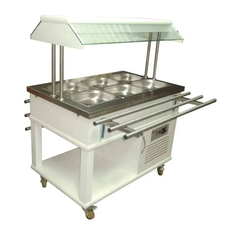 Atalay ASSB-03 Ahşap Kaplamalı Orta Tip Saladbar, GN 1/1x3 Kapasiteli, Paslanmaz Çelik, Elektrikli - 1