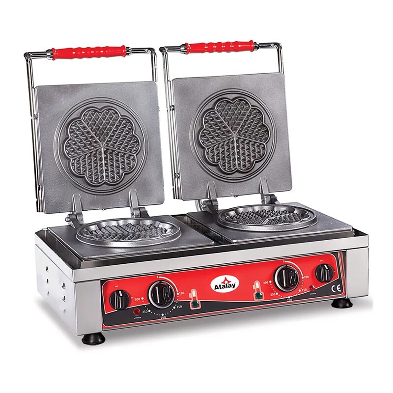 Atalay AWMC-2402 Çiftli Yonca Waffle Makinesi, Paslanmaz Çelik, Elektrikli - Atalay